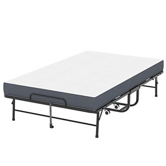 BAOURE Metal Folding Rollaway Bed with Memory Foam Mattress 450 Lbs Capacity Guest Bed