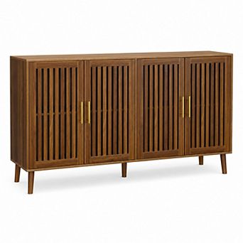 BAOURE MDF and Particle Board Sideboard Cabinet with Grille Doors for Home Storage
