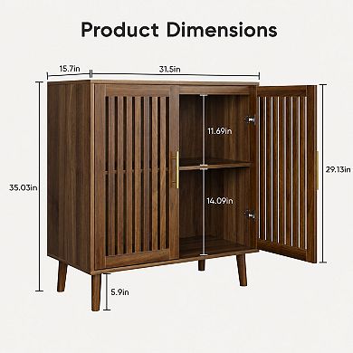 BAOURE Particle Board and MDF Farmhouse Sideboard Buffet Cabinet with Louvered Doors