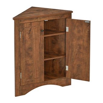 BAOURE MDF Corner Floor Storage Cabinet with Adjustable Shelves for Bathroom and Kitchen