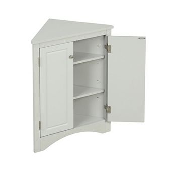 BAOURE MDF Corner Floor Storage Cabinet with Adjustable Shelves for Bathroom and Kitchen