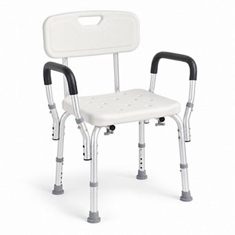 BAOURE Aluminium Alloy Adjustable Height Shower Chair with Back 350 LBS Capacity