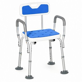 BAOURE Aluminum Padded Shower Chair Adjustable Height Antislip with Arms and Back