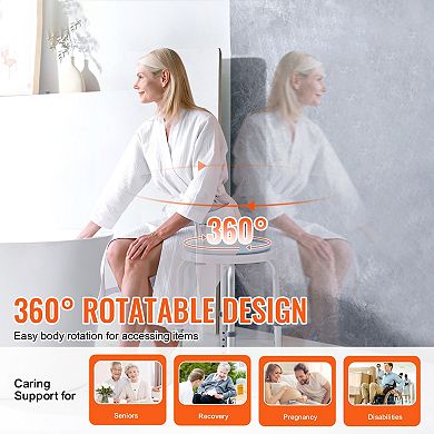 BAOURE Aluminium Alloy Swivel Shower Stool 300 Lb Capacity Adjustable Height Non Slip