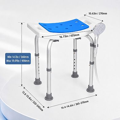 BAOURE Aluminum Alloy Adjustable Shower Chair 350 LBS Capacity for Safe Bathroom Use
