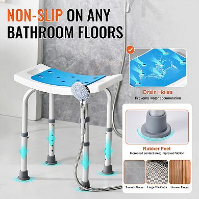 BAOURE Aluminum Alloy Adjustable Shower Chair 350 LBS Capacity for Safe Bathroom Use