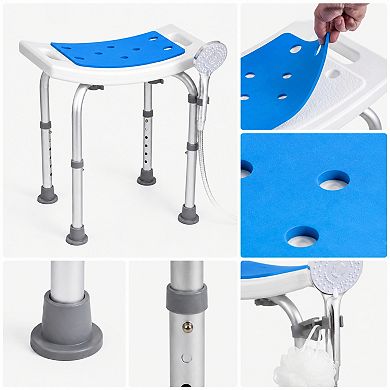 BAOURE Aluminum Alloy Adjustable Shower Chair 350 LBS Capacity for Safe Bathroom Use