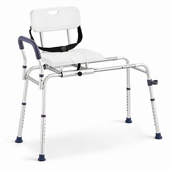 BAOURE Aluminum Alloy Sliding Tub Transfer Bench Adjustable Height Cut Out Seat
