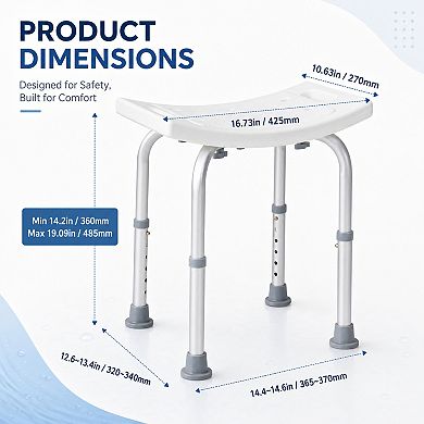 BAOURE Aluminium Alloy Adjustable Shower Stool 350 LBS Capacity for Elderly Disabled