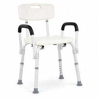 BAOURE Aluminum Accessible Shower Chair with Adjustable Height Removable Armrests