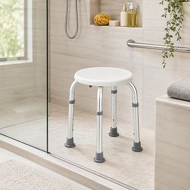 BAOURE Aluminum Adjustable Shower Stool Non Slip 300 Lb Capacity For Elderly Disabled