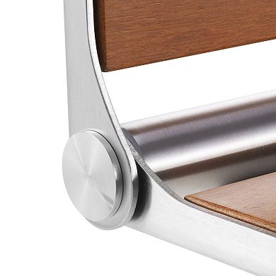 BAOURE Teak Wood Folding Wall Mount Shower Seat 500 Lbs Load Capacity Space Saving