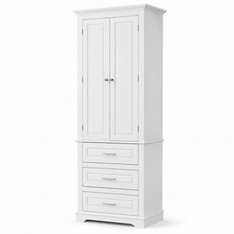 BAOURE MDF Tall Storage Cabinet With Three Drawers For Bathroom Office And Home Use