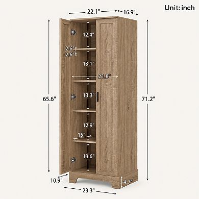 BAOURE MDF Two Door Storage Cabinet with Adjustable Shelves for Bathroom and Office