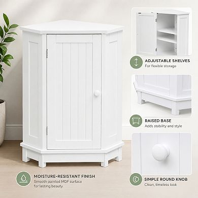 BAOURE MDF Modern Corner Storage Cabinet with Adjustable Shelves for Bathroom Use