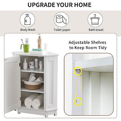 BAOURE MDF Modern Corner Storage Cabinet with Adjustable Shelves for Bathroom Use