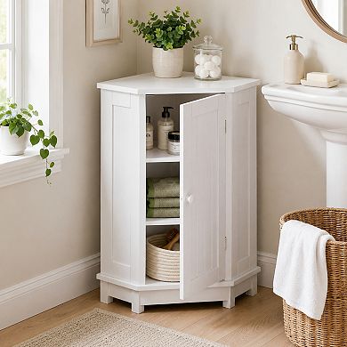 BAOURE MDF Modern Corner Storage Cabinet with Adjustable Shelves for Bathroom Use