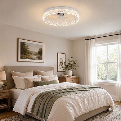 BAOURE Acrylic Modern Ceiling Fan Light with Remote Control for Bedroom Living Room