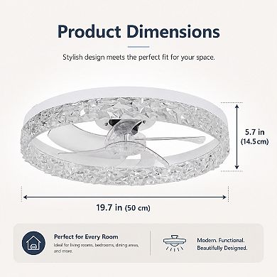 BAOURE Acrylic Modern Ceiling Fan Light with Remote Control for Bedroom Living Room
