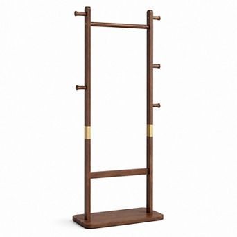 BAOURE Solid Pine Wood Freestanding Coat Rack For Bedroom Entryway Living Room Use