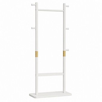 BAOURE Solid Pine Wood Freestanding Coat Rack For Bedroom Entryway Living Room Use