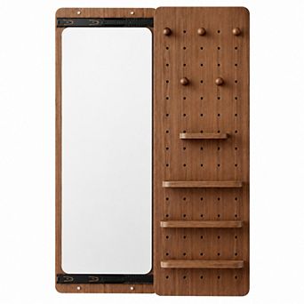 BAOURE Rubber Wood Push Pull Wall Mounted Full Length Mirror For Bedroom Living Room