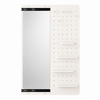 BAOURE Rubber Wood Push Pull Wall Mounted Full Length Mirror For Bedroom Living Room