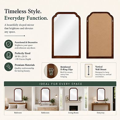 BAOURE Solid Wood 20 x 30 Inch Decorative Mirror For Bathroom Bedroom Living Room Entryway