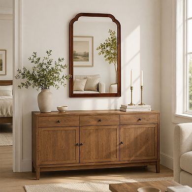 BAOURE Solid Wood 20 x 30 Inch Decorative Mirror For Bathroom Bedroom Living Room Entryway