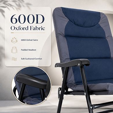 BAOURE Oxford Fabric 3 Piece Patio Set Folding Rocking Chairs For Porch Camping Balcony