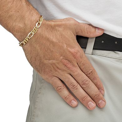 Men's Diamond Accent 18k Gold-Plated Pave-Style Oval Curb-Link Bracelet 8.5"
