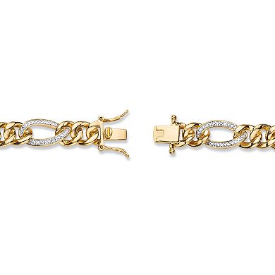 Men's Diamond Accent 18k Gold-Plated Pave-Style Oval Curb-Link Bracelet 8.5"