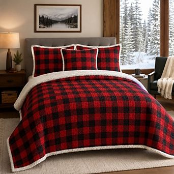 Harper Loft Canyon Plaid Sherpa 3 pc Quilt Set