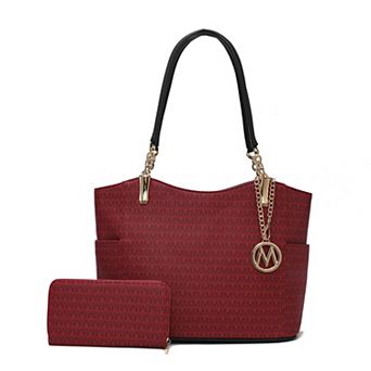 MKF Collection Savannah M Logo Printed Tote Bag and Wristlet Wallet by Mia K 2 pc Set