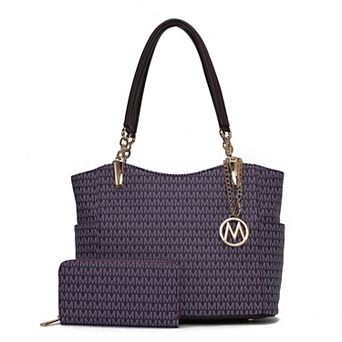 MKF Collection Savannah M Logo Printed Tote Bag and Wristlet Wallet by Mia K 2 pc Set
