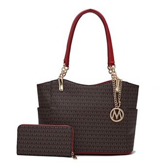 MKF Collection Savannah M Logo Printed Tote Bag and Wristlet Wallet by Mia K 2 pc Set