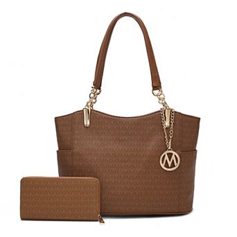 MKF Collection Savannah M Logo Printed Tote Bag and Wristlet Wallet by Mia K 2 pc Set