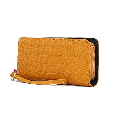 MKF Collection Eve Genuine Leather Crocodile-Embossed Wristlet Wallet
