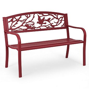 Costway Patio Garden Bench Park Yard Outdoor Furniture Cast Iron Porch Chair