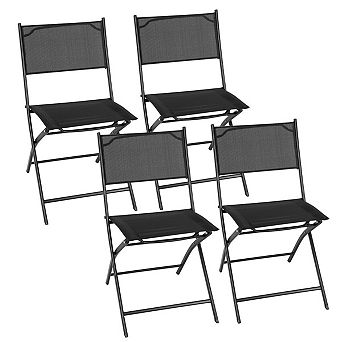 Costway Set of 4 Outdoor Patio Folding Chairs Camping Deck Garden Pool Beach Furniture