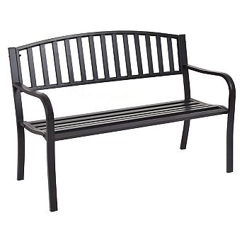 Costway 50'' Patio Garden Bench Park Yard Outdoor Furniture Steel Slats Porch Chair Seat