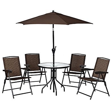 Costway 4PCS Folding Sling Chairs Steel Armrest Patio Garden Camping W/Adjustable Back