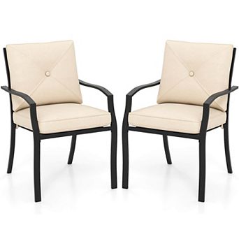 Costway Outdoor Patio Dining Chair Set of 2 Stackable Garden Chairs with Metal Frame