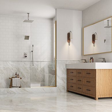 Multiple Press 7-Spray Ceiling Mount Anti Scald 12 in.Shower Head Tub and Shower Faucet 2.5 GPM