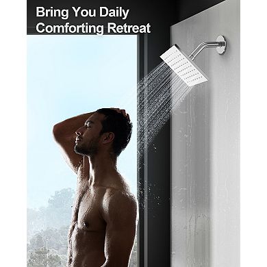 Multiple Press 7-Spray Ceiling Mount Anti Scald 12 in.Shower Head Tub and Shower Faucet 2.5 GPM