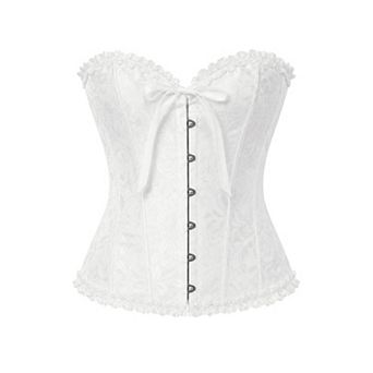 Women's Lace Up Corsets Top Jacquard Floral Vintage Overbust Body Shaper Gothic Bustier Top