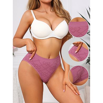 Women's Mid Waisted Underwear Panties High-Cut Full Coverage Briefs with Plaid Pattern