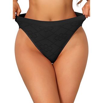 Women's Mid Waisted Underwear Panties High-Cut Full Coverage Briefs with Plaid Pattern