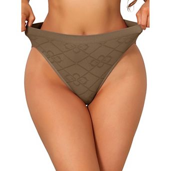 Women's Mid Waisted Underwear Panties High-Cut Full Coverage Briefs with Plaid Pattern
