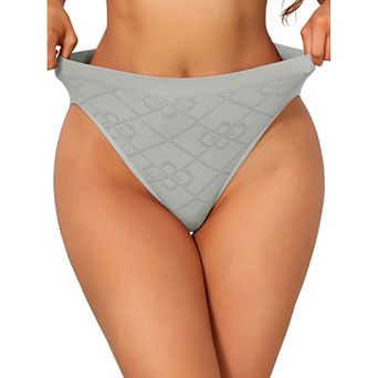 Women's Mid Waisted Underwear Panties High-Cut Full Coverage Briefs with Plaid Pattern